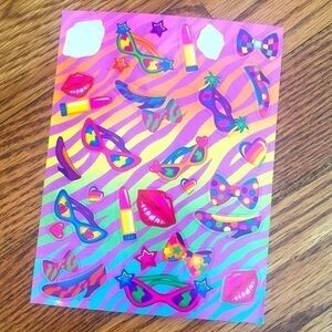 Vintage 90s Lisa Frank Diva Lipstick Lips Sunglasses Sticker Sheet S125